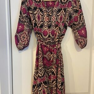 Maeve Long Sleeve Dress in Pink and Black Pattern
